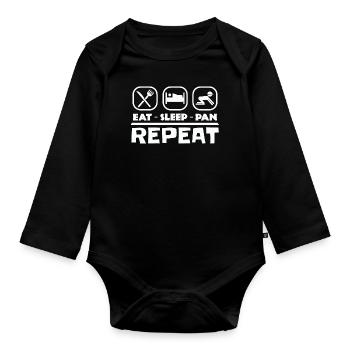 Gold panning prospecting East Sleep Pan Repeat - Organic Longsleeve Baby Bodysuit - black - Front