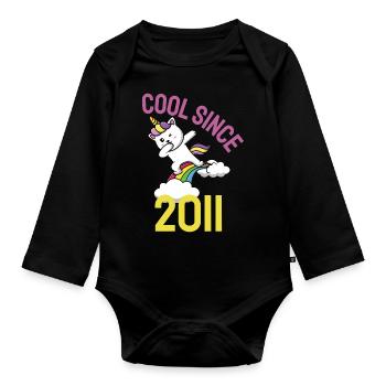 Cool seit 2011 Dabbing Katze 11. Geburtstag - Baby Bio-Langarm-Body - Schwarz - Vorne