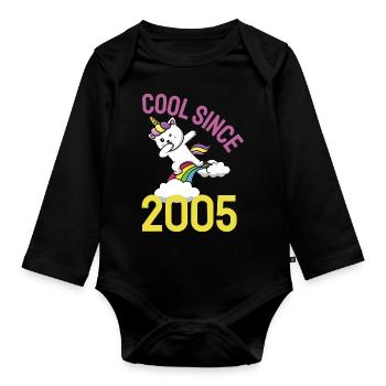Cool depuis 2005 Dabbing chat 17ème anniversaire - Body Bébé bio manches longues - noir - Devant