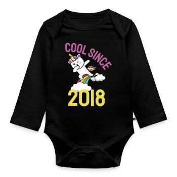 Cool depuis 2018 Dabbing Cat 4ème anniversaire - Body Bébé bio manches longues - noir - Devant
