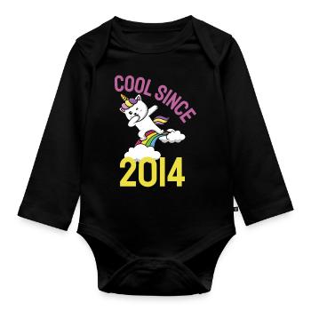 Cool depuis 2014 Dabbing chat 8ème anniversaire - Body Bébé bio manches longues - noir - Devant