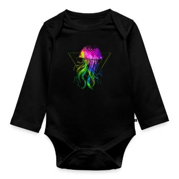 Bunte Qualle - Baby Bio-Langarm-Body - Schwarz - Vorne