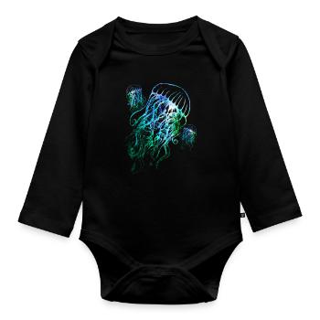 Bunte Quallen - Baby Bio-Langarm-Body - Schwarz - Vorne