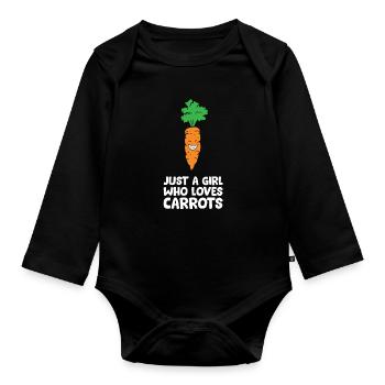 Just a Girl Who Loves Carrots - Organic Longsleeve Baby Bodysuit - black - Front