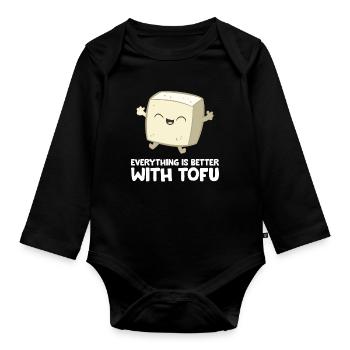Tofu Vegan Nourriture Végétarienne Tout est mieux - Body Bébé bio manches longues - noir - Devant