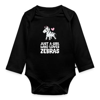 Nur ein Mädchen, das Zebras liebt - Baby Bio-Langarm-Body - Schwarz - Vorne