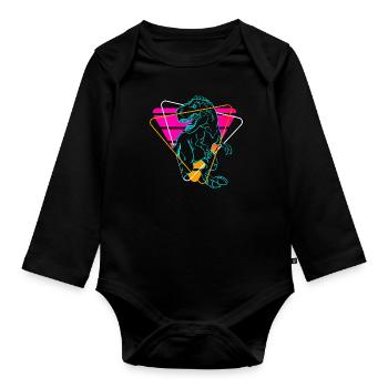 Vaporwave T-Rex Tyrannosaurus Dinosaures - Body Bébé bio manches longues - noir - Devant
