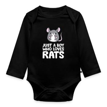 Nur ein Junge, der Ratten liebt - Baby Bio-Langarm-Body - Schwarz - Vorne