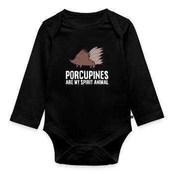 Stachelschweine sind mein Geisttier Liebe - Baby Bio-Langarm-Body - Schwarz - Vorne