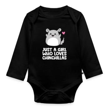 Nur ein Mädchen, das Chinchillas liebt - Baby Bio-Langarm-Body - Schwarz - Vorne