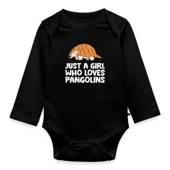 Juste une fille qui aime les pangolins - Body Bébé bio manches longues - noir - Devant