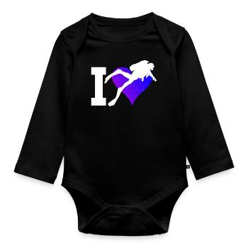Scuba Taucher Taucher Tauchen Damen Diver - Baby Bio-Langarm-Body - Schwarz - Vorne