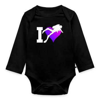Diving Scuba Taucher Taucher Diver Free Dive - Organic Longsleeve Baby Bodysuit - black - Front