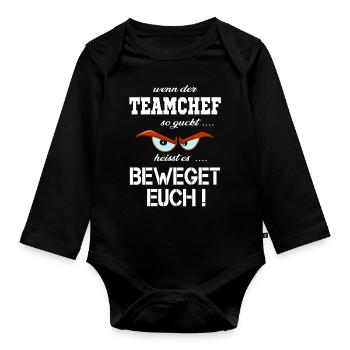 Das lustige wenn der Teamchef böse guckt T-Shirt - Baby Bio-Langarm-Body - Schwarz - Vorne
