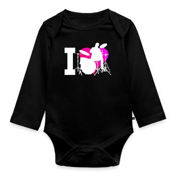 Drums Drummer Drum Kit Men's DrumMing - Organic Longsleeve Baby Bodysuit - black - Front