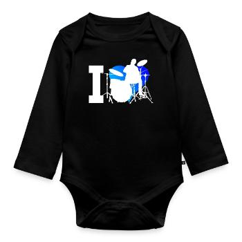 Kit de batterie féminin Percussionniste Batteur - Body Bébé bio manches longues - noir - Devant