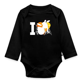 Men's Drummer Percussionist - Organic Longsleeve Baby Bodysuit - black - Front