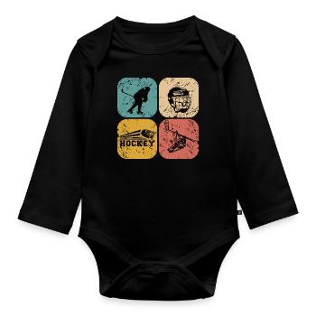Ice Hockey - Baby Bio-Langarm-Body - Schwarz - Vorne