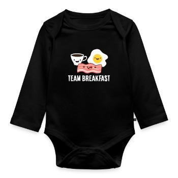 Team Breakfast Love Bacon Eggs And Coffee - Organic Longsleeve Baby Bodysuit - black - Front