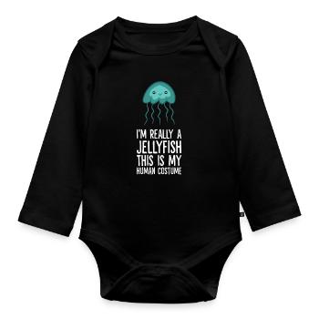 Je suis vraiment une méduse C’est mon - Body Bébé bio manches longues - noir - Devant