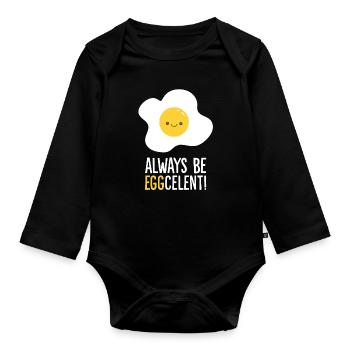 Always Be Eggcelent Frühstücksspiegelei - Baby Bio-Langarm-Body - Schwarz - Vorne
