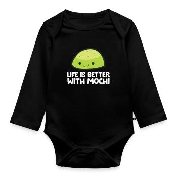 Das Leben ist besser mit Mochi - Baby Bio-Langarm-Body - Schwarz - Vorne