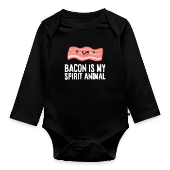 Bacon Is My Spirit Animal Funny Bacon - Organic Longsleeve Baby Bodysuit - black - Front