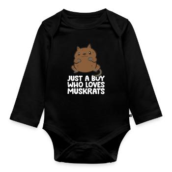 Nur ein Junge, der Bisamratten liebt - Baby Bio-Langarm-Body - Schwarz - Vorne