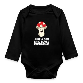 Juste une fille qui aime les champignons - Body Bébé bio manches longues - noir - Devant