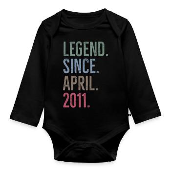 Legend Since April 2011 - Organic Longsleeve Baby Bodysuit - black - Front