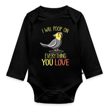 Cockatiel - Organic Longsleeve Baby Bodysuit - black - Front