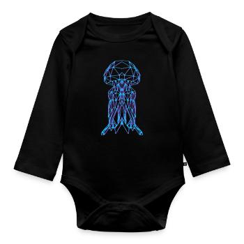 Qualle Vaporwave - Baby Bio-Langarm-Body - Schwarz - Vorne
