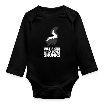 Juste une fille qui aime les mouffettes - Body Bébé bio manches longues - noir - Devant
