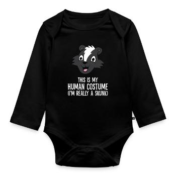 C’est mon costume humain, je suis vraiment une mouffette - Body Bébé bio manches longues - noir - Devant