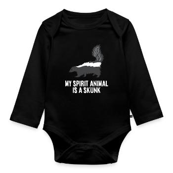 Mon animal d’âme est une mouffette - Body Bébé bio manches longues - noir - Devant