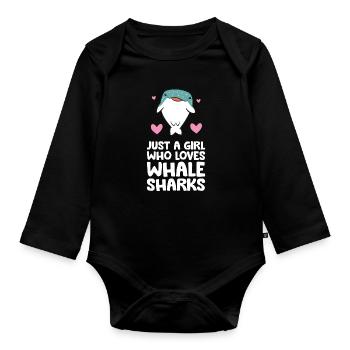 Nur ein Mädchen, das Walhaie liebt - Baby Bio-Langarm-Body - Schwarz - Vorne