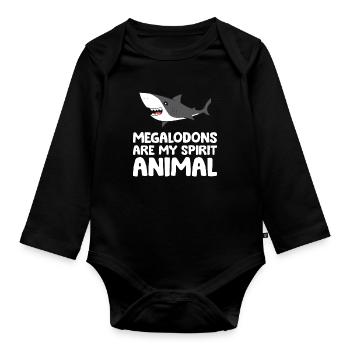 Megalodons Are My Spirit Animal Megalodon Shark - Organic Longsleeve Baby Bodysuit - black - Front