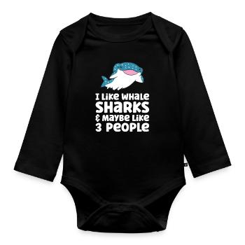 I Like Whale Sharks And Maybe Like 3 People - Organic Longsleeve Baby Bodysuit - black - Front
