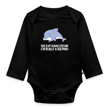 Das ist mein menschliches Kostüm Ich bin wirklich - Baby Bio-Langarm-Body - Schwarz - Vorne