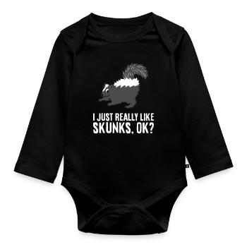Skunk Lover I Just Really Like Skunks Ok? - Organic Longsleeve Baby Bodysuit - black - Front