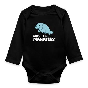 Manatees Ocean Sea Animal Save The Manatees - Organic Longsleeve Baby Bodysuit - black - Front