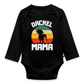 Dog Lover Dogs Mama Gift Rétro Teckel - Body Bébé bio manches longues - noir - Devant