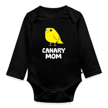 Yellow Canary Bird Canary Mom - Organic Longsleeve Baby Bodysuit - black - Front