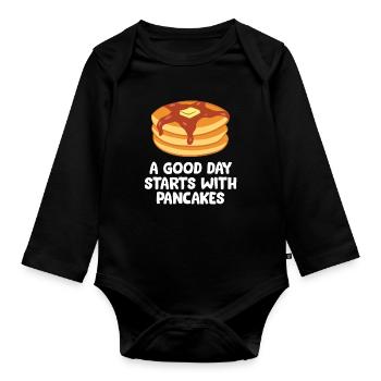 Une bonne journée commence avec des crêpes - Body Bébé bio manches longues - noir - Devant