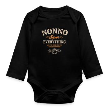 Nonno Knows Everything - Organic Longsleeve Baby Bodysuit - black - Front