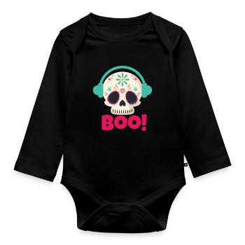 Boo Totenkopf - Baby Bio-Langarm-Body - Schwarz - Vorne