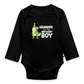 Opa des Geburtstagskindes - Baby Bio-Langarm-Body - Schwarz - Vorne