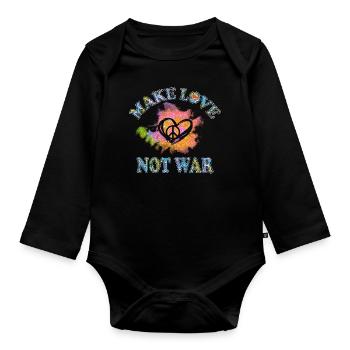 Hippie Peace Peace 60's 70's Love T-Shirt - Organic Longsleeve Baby Bodysuit - black - Front