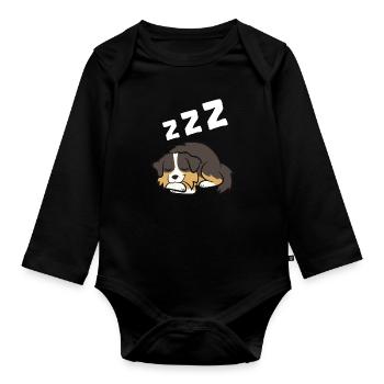 Berger australien endormi - Body Bébé bio manches longues - noir - Devant