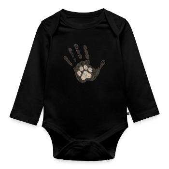Patte de chat à la main - Body Bébé bio manches longues - noir - Devant